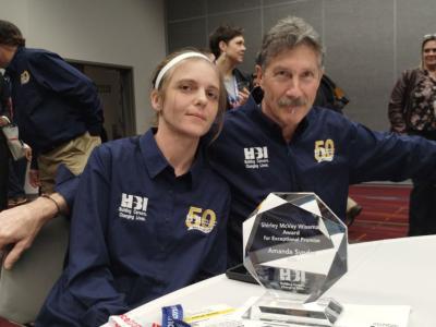 Amanda Snyder sits with her mentor