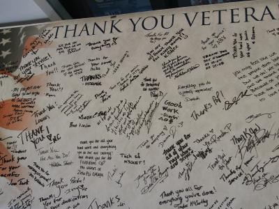 Poster signed by students thanking Veterans