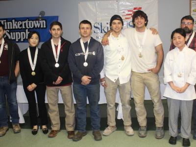 Skills USA Postsecondary Championship Gold medal winners – Left to Right:  Alexander Bieber, Chris Lee, Jared Coffin, Lucas Miranda, Jared George, Sean Malenfant, Dahyun Nam, and Larry Knoll.