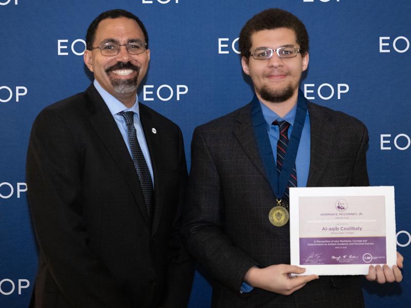 Alfred State student Al-Aqib Coulibaly was honored with the Norman R. McConney, Jr. Award.