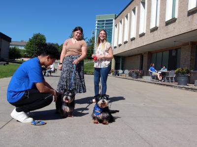 students with dogs