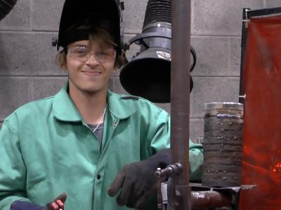 student in his welding lab