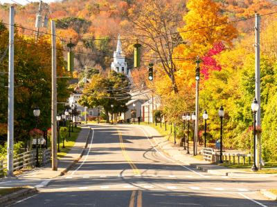 Traffic light in the Village of Alfred