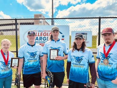 Top performers at the East Region Championships. (L to R:) Brianna Fagan, Travis Cooney, Matt Stungis, Matt Szczepanski, and Ben Kingsley.