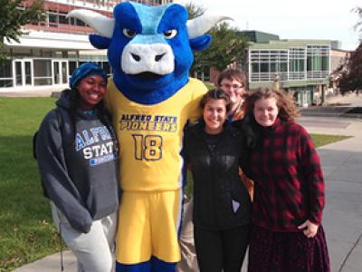 Alfred State Students and Big Blue The Ox_0