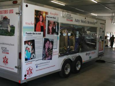 The Amy Stock Memorial Trailer will be on display at the Alfred State campus this week. 