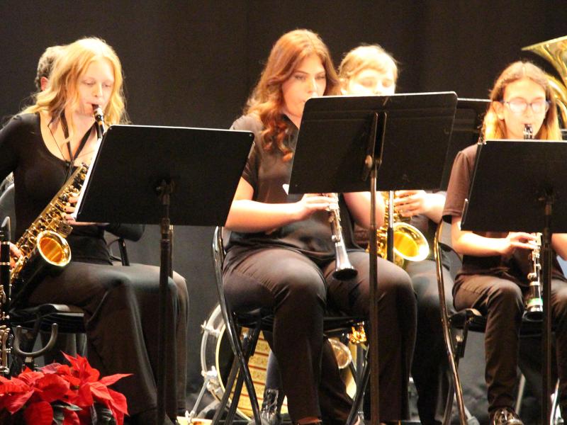 Band members play at a recent concert