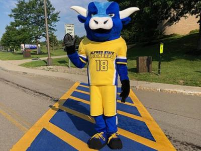 Big Blue at Crosswalk