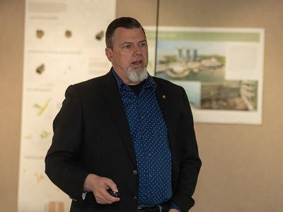 Professor Dean speaks in his class