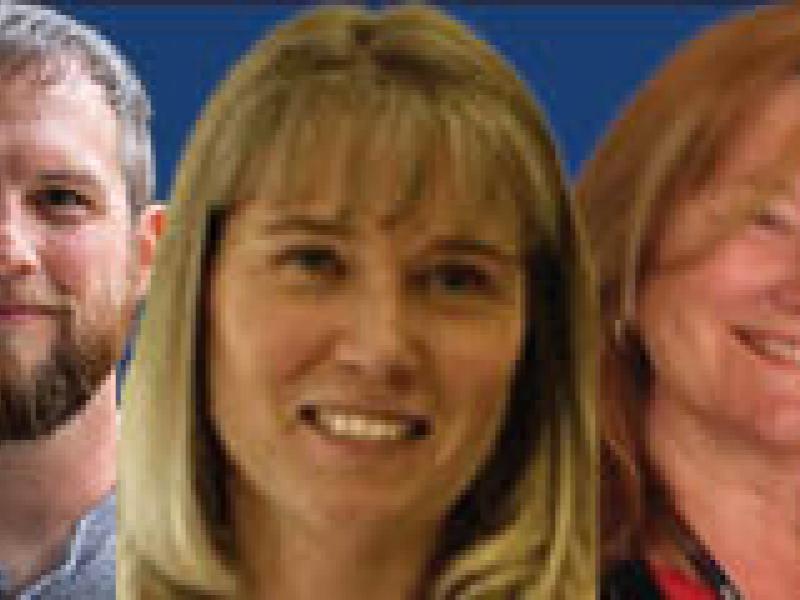 headshots of Mark Bloxsom, Francine Staba, and Dianne Clark