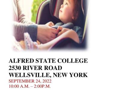  Alfred State’s University Police will be hosting a car seat safety check in Wellsville on Sept. 24.