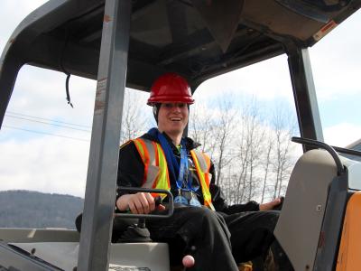 student in heavy equipment machinery