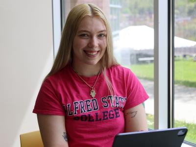 Student working on a computer