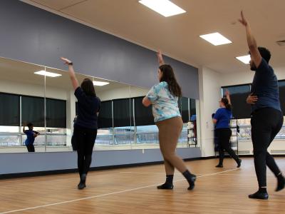 Members of the Alfred State Dance team practice in The Studio.