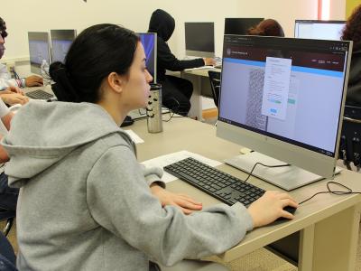 Alfred State students transcribe works by Mary Ann Shadd Cary in the Hinkle Library during the college’s Frederick Douglass day celebration.