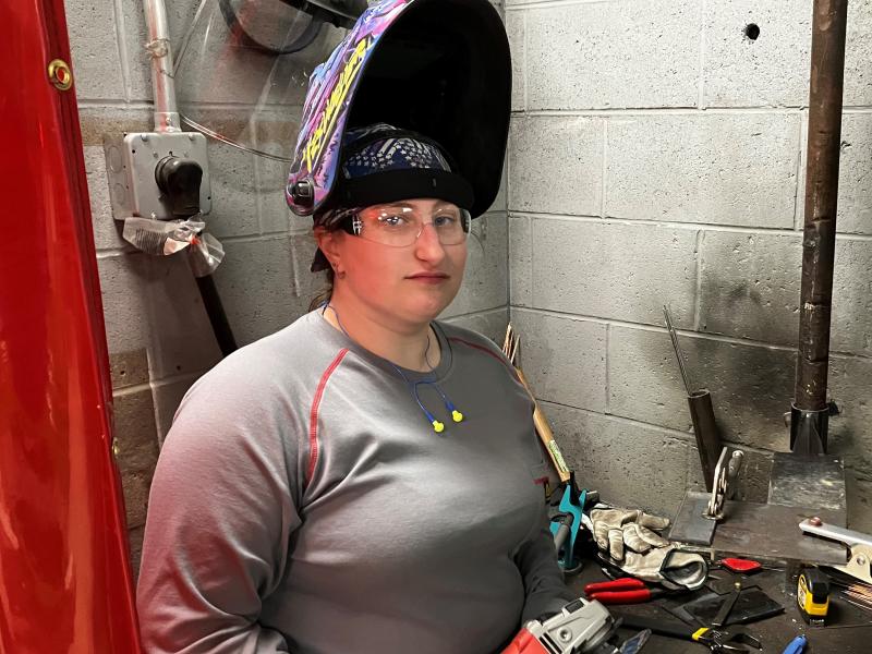 Student in a welding laboratory 