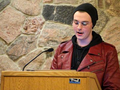 Student recites poetry