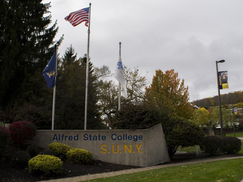 Flag at front of campus