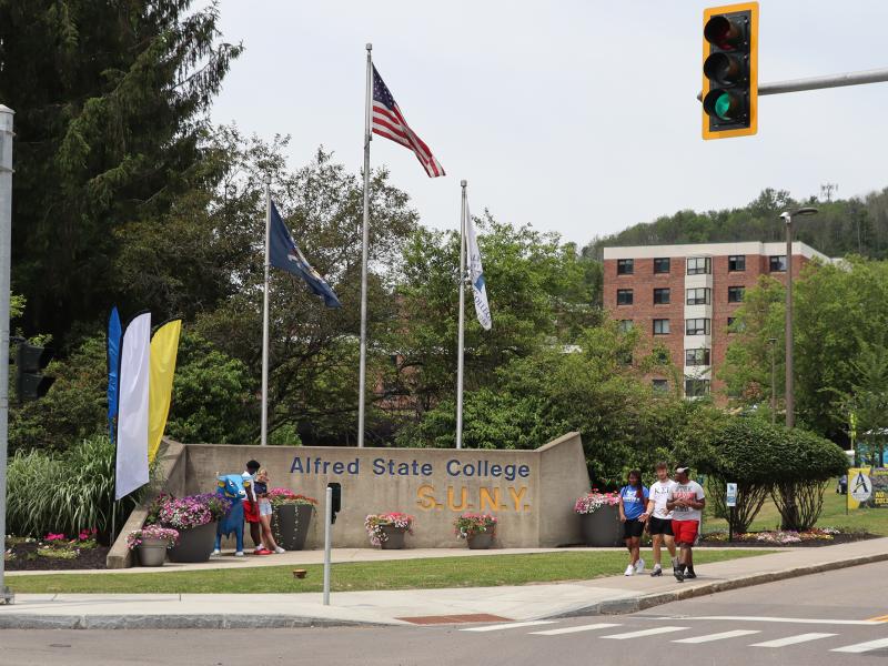 flags at front entrance