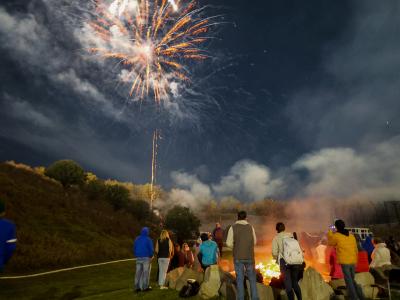 Students enjoy fireworks