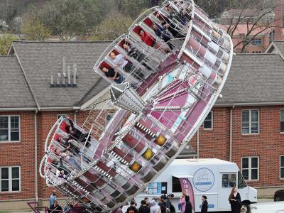 students enjoy a ride at Hot Dog Day