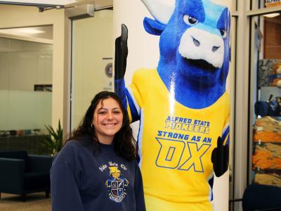 Katelyn James stands outside the admissions office