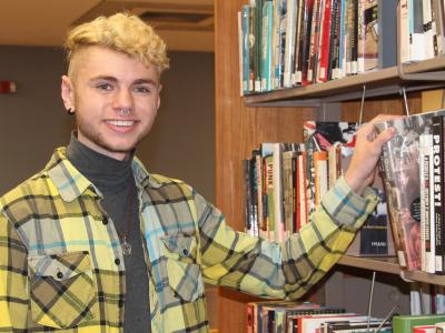 Student in the library