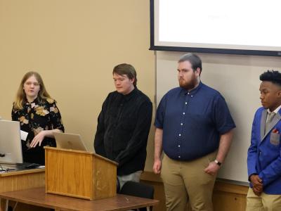 Students making a presentation