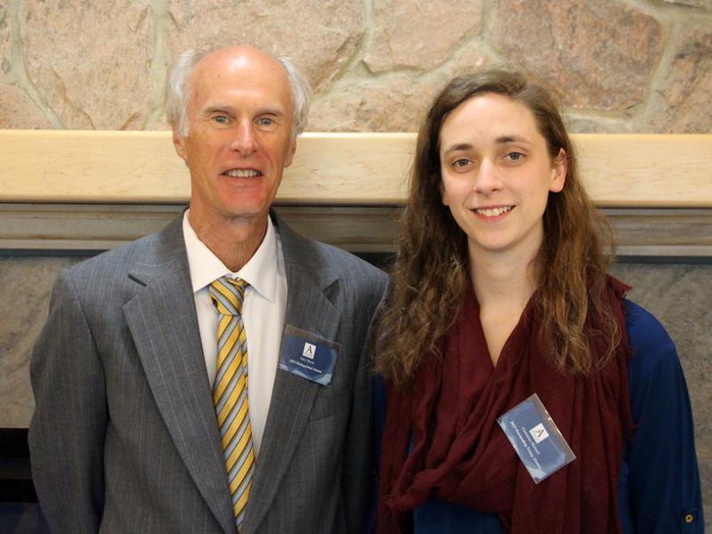 2023 Alumni Award honorees Gary Moore ’76 and Christiana Mehmel ’19 prior to the Alfred State Honors Convocation.
