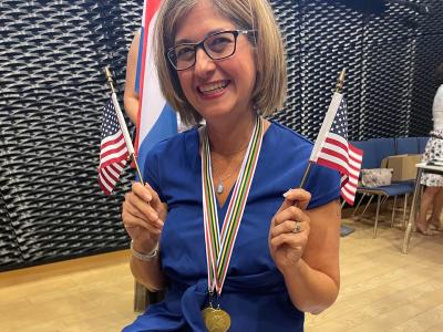 Nilsen smiling after her victory