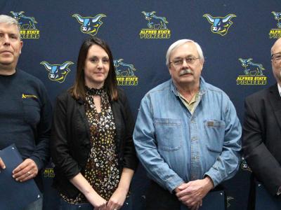 Alfred State awarded the Pioneer Award to Daniel Foster,  Sandy Burdick, Timothy Dickerson, and Dan Jardine.