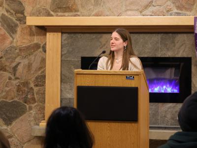 Student recites poetry