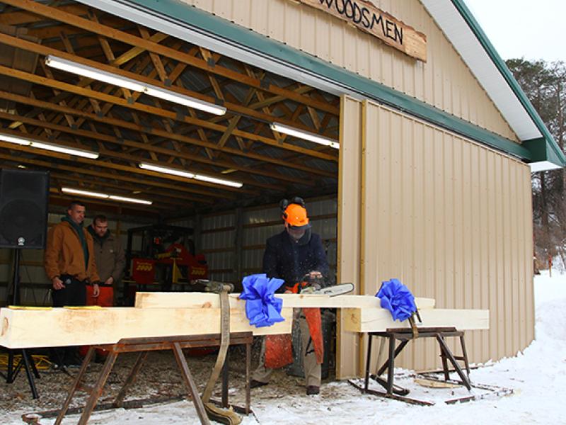 President Sullivan at Woodsmen's Club Barn