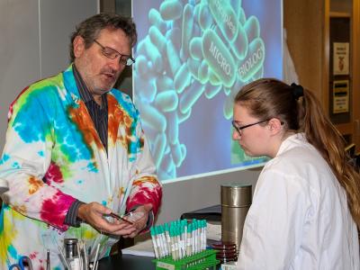 Professor Putnam with a student