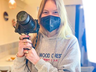 Katrina Rowe at a photoshoot during her internship in Sorrento.