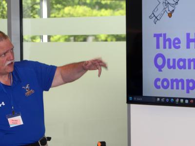 Russell Rittenhouse, an Instructional Support Associate in the Computer and Information Technology department at Alfred State, presents at the STEM 360 conference