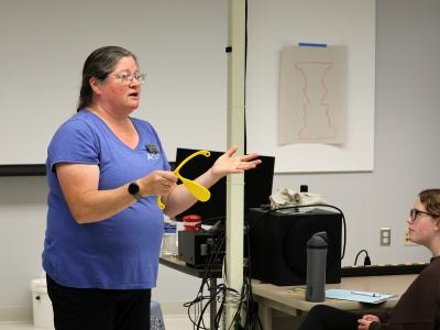 teacher presents to students