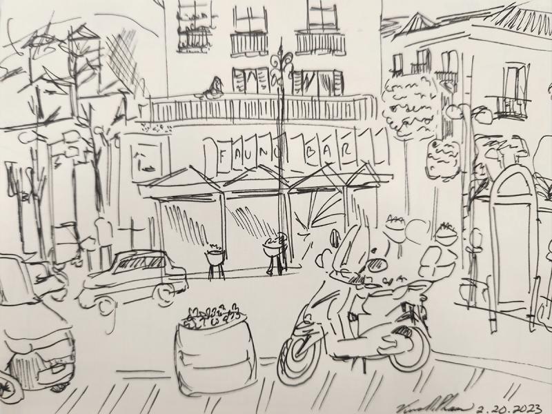 One of the sketches done by Vina Pham during her time in Sorrento, Italy.