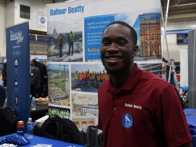 Eric Spence represents Balfour Beatty at a recent career fair at Alfred State