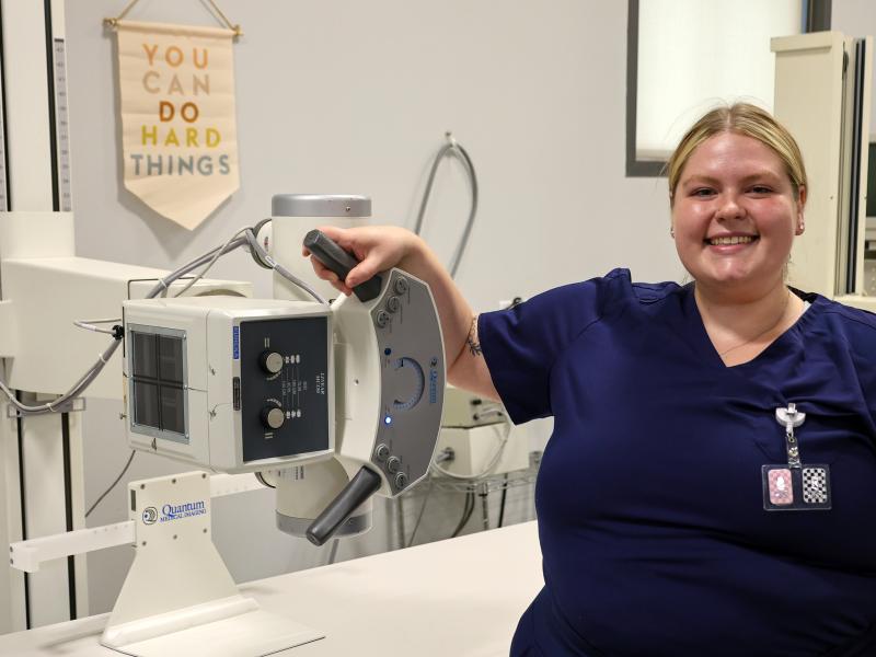 student working in a lab