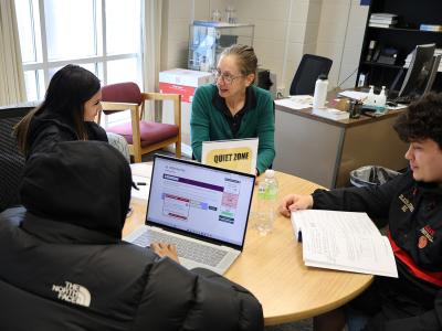 Students work in the math lab.