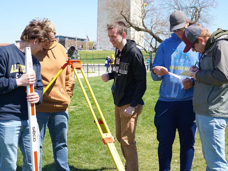 Alfred State students participate in the National Society of Professional Surveyors 2023 Student competition. The students competed all around the monuments in Washington, D.C.