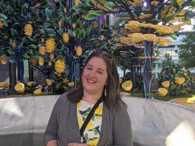 Melissa Vandermark in front of one of her themed environments.