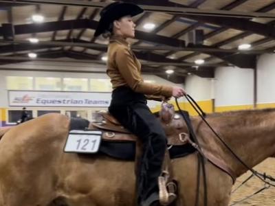 An Alfred State western equestrian rider competes at the most recent show at Alfred University.
