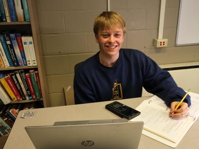 student working on math homework