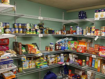 food on the shelf at the food pantry