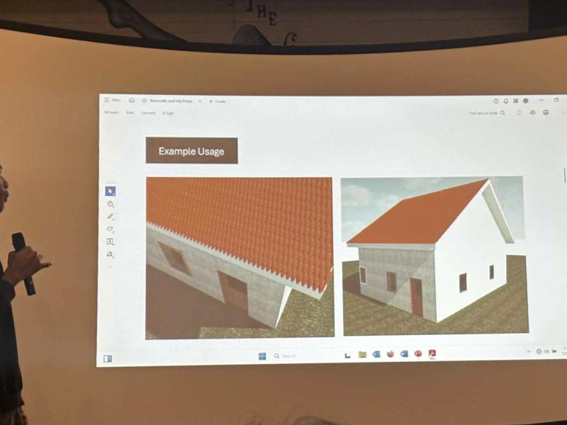 student presents about terra cotta