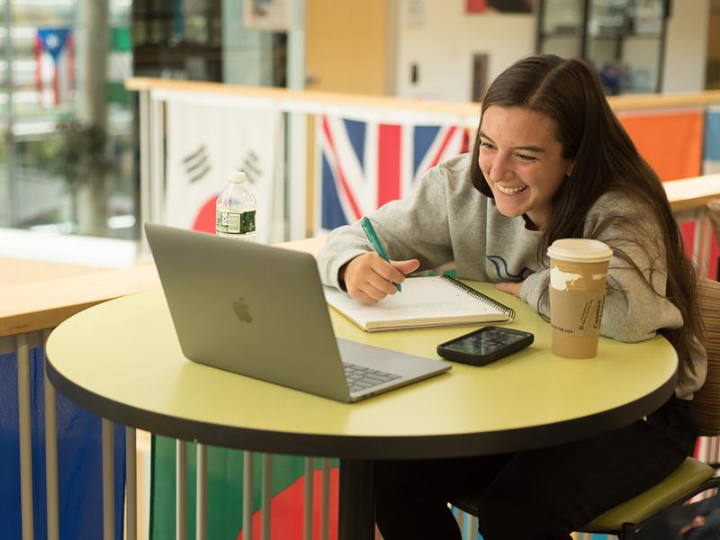 Student studying in Student Leadership Center