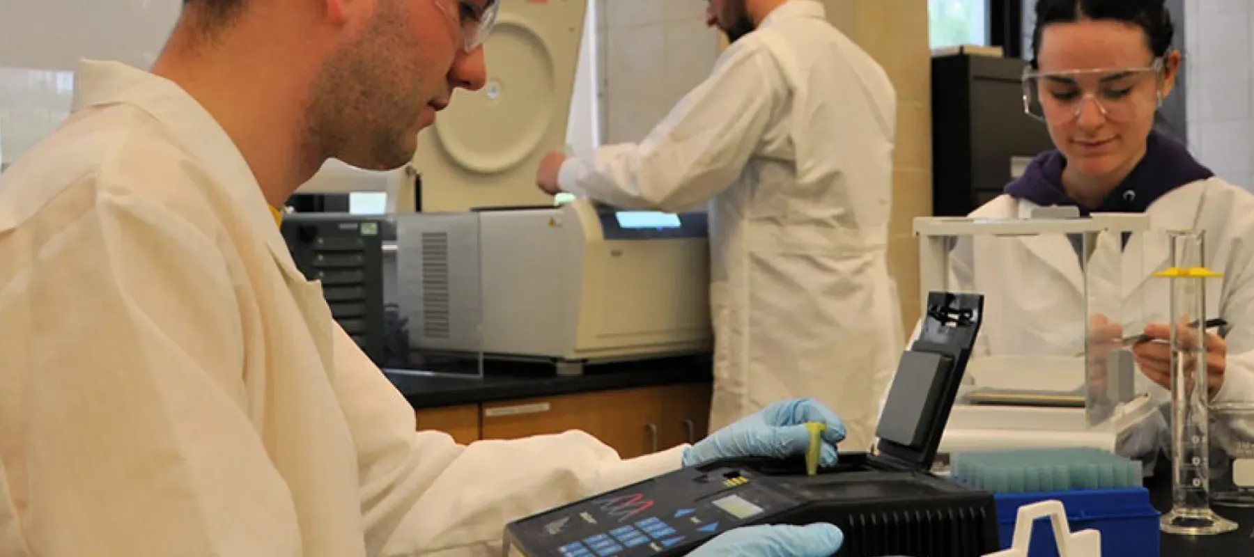Students working in a lab.