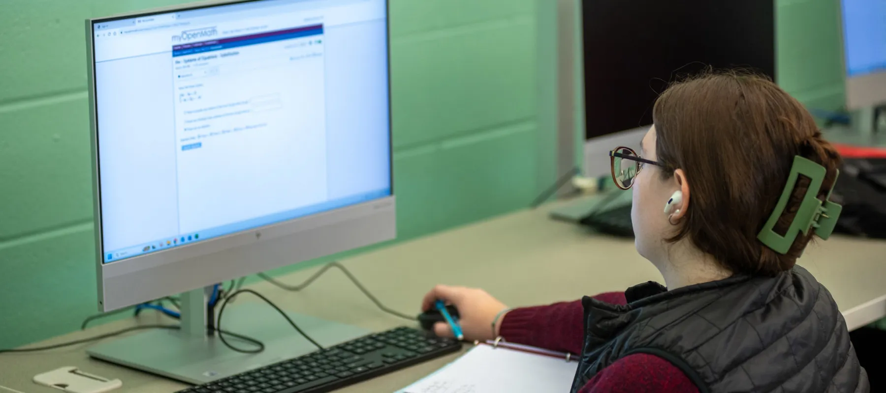 A student working on a computer